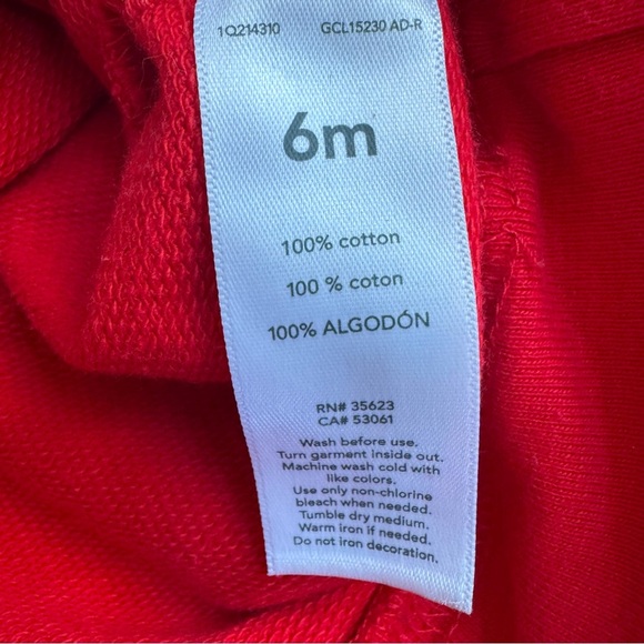 Carter’s 6M Set Outfit Red Blue Sweatshirt pull on pants Baby Girl Boy - Picture 5 of 5